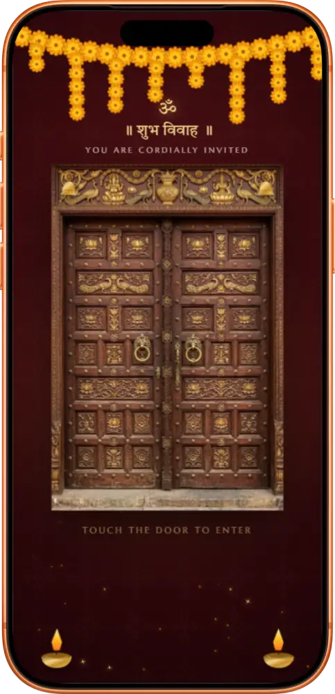 Mandir Vivah invitation on a phone